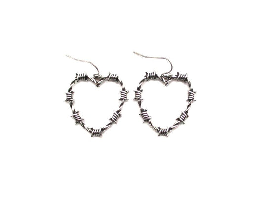 Western Barbed Wire Heart Dangle Earring