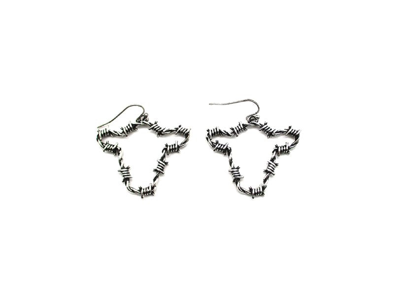 Western Barbed Wire Cow Head Dangle Earring