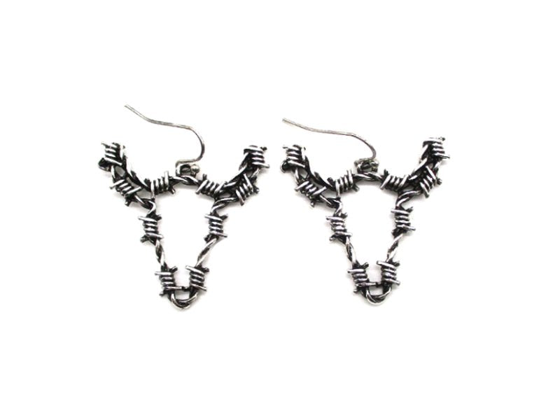 Western Barbed Wire Steerhead Dangle Earring