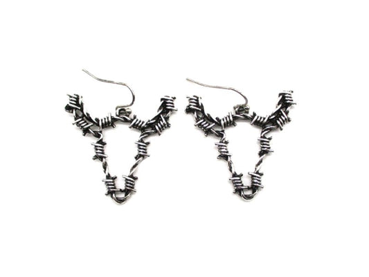 Western Barbed Wire Steerhead Dangle Earring
