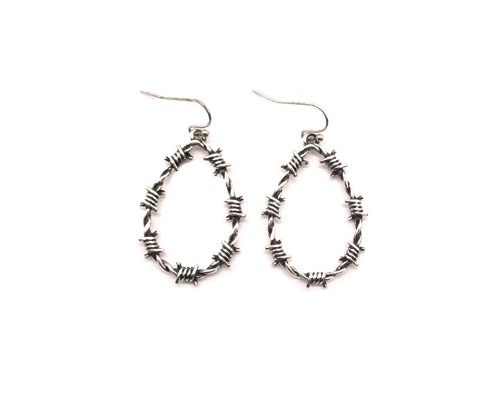 Western Barbed Wire Teardrop Dangle Earring