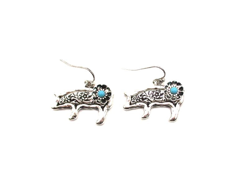 Western Dainty Pig Flower Dangle Earring