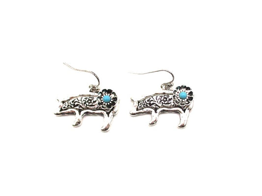 Western Dainty Pig Flower Dangle Earring