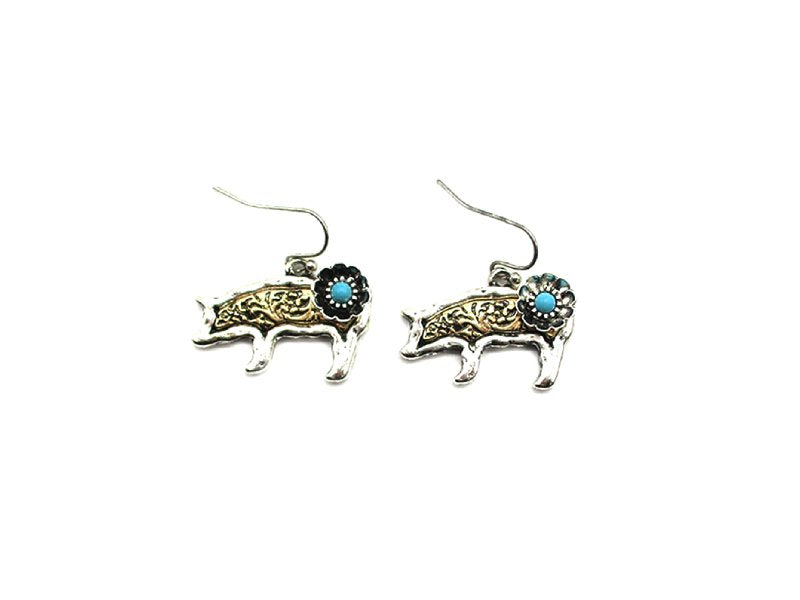 Western Pig Flower Two Tone Dangle Earring