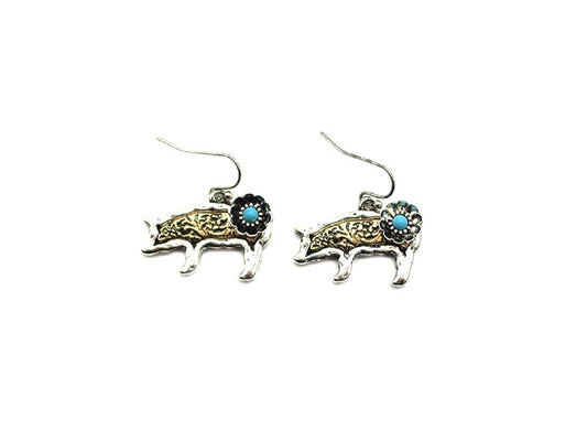 Western Pig Flower Two Tone Dangle Earring