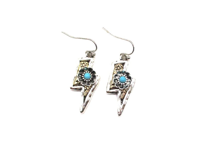 Western Lightning Bolt Two Tone Dangle Earring