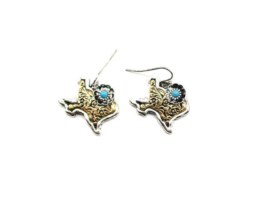 Western Texas Map Dangle Earring