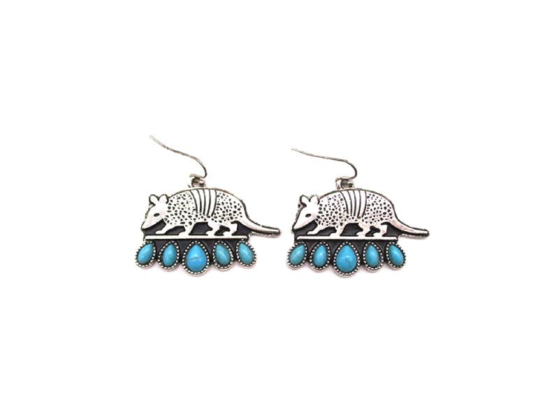 Western Armadillo Turquoise Dangle Earring