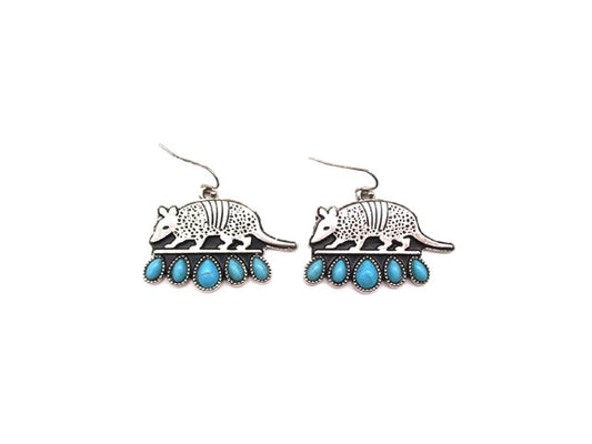 Western Armadillo Turquoise Dangle Earring