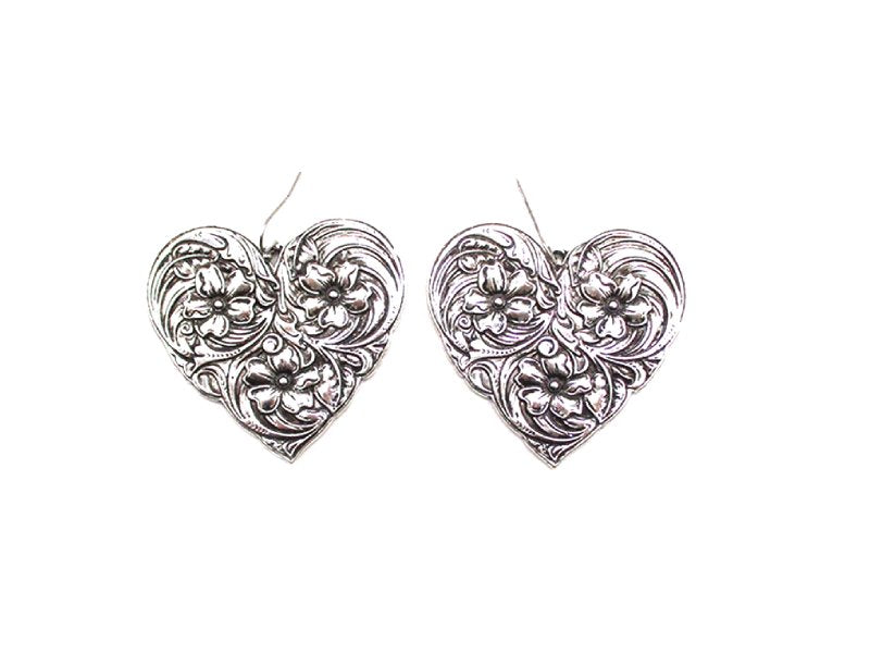 Western Engraved Heart Dangle Earring
