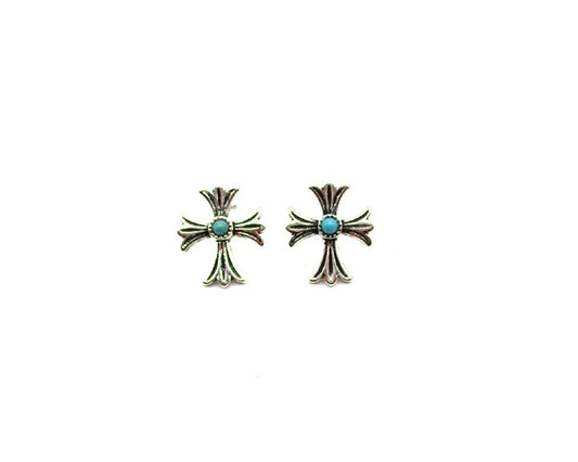Western Small Cross Stud Earring