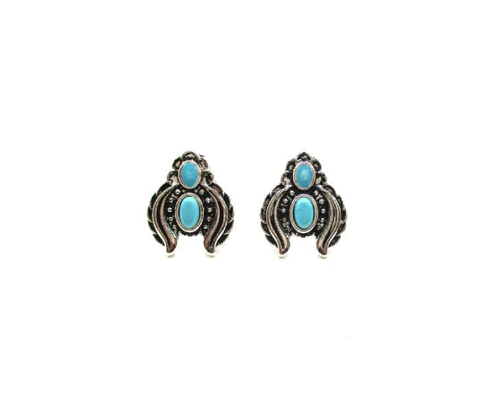 Western Turquoise Concho Stud Earring