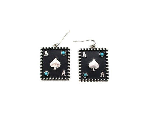 Western Black Spade Ace Dangle Earring