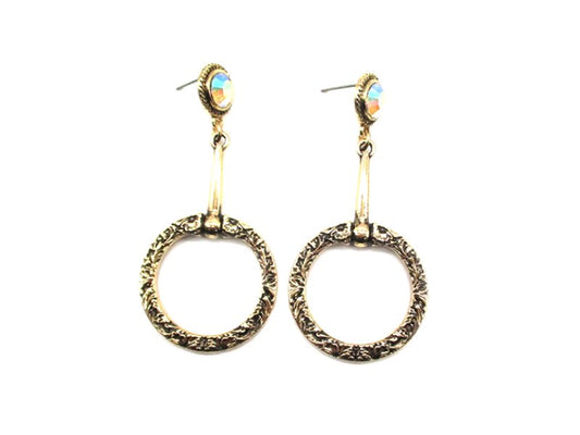 Western Etched Snaffle Bit Dangle Earring