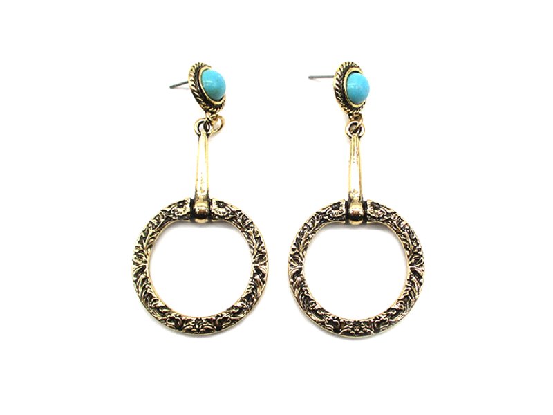 Western Etched Snaffle Bit Dangle Earring