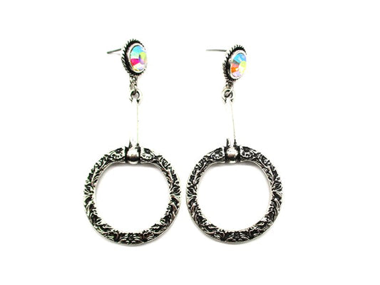 Western Etched Snaffle Bit Dangle Earring