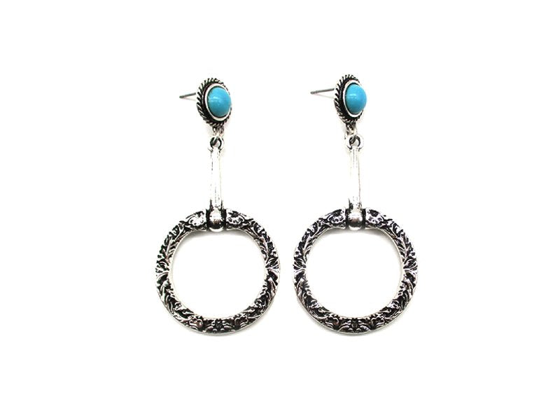 Western Etched Snaffle Bit Dangle Earring