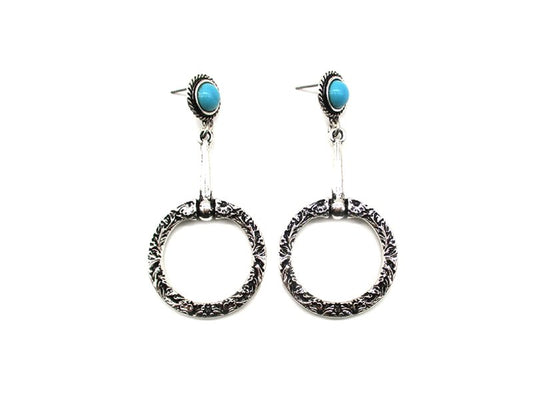 Western Etched Snaffle Bit Dangle Earring