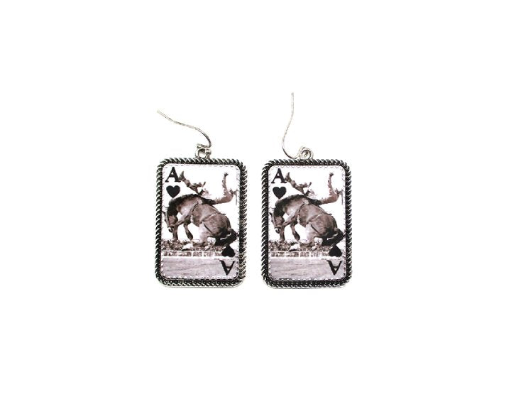 Western Ace Cowboy Card Dangle Earring