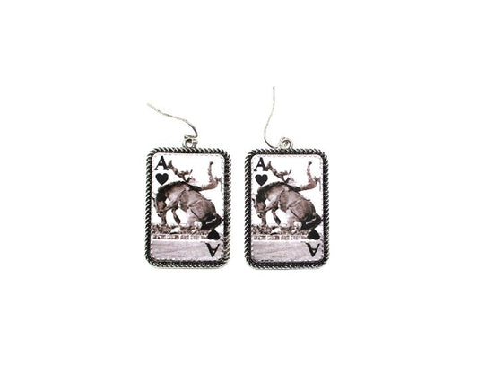 Western Ace Cowboy Card Dangle Earring