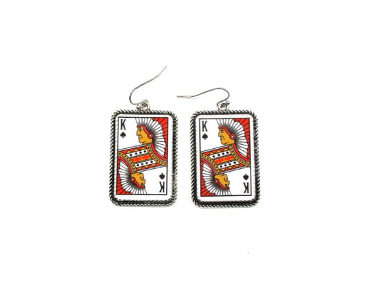 Western Spade King Card Dangle Earring