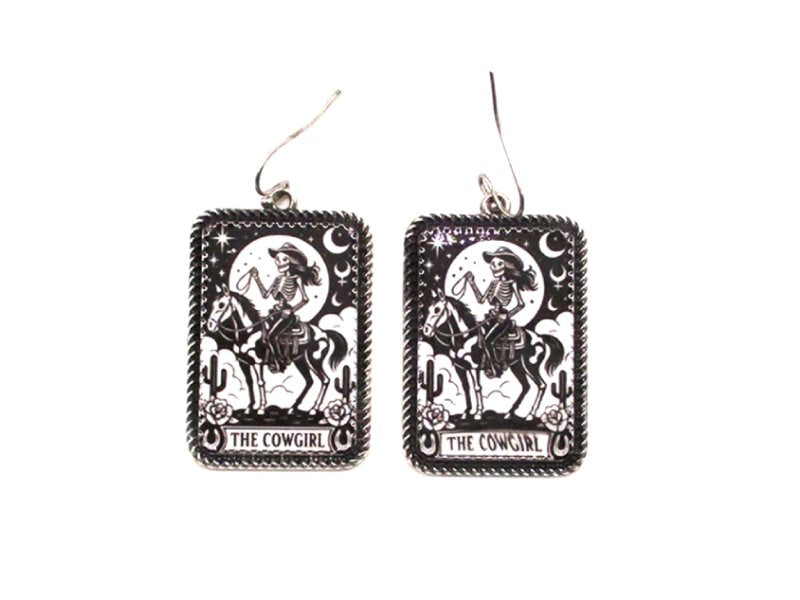 Western Cowgirl Card Dangle Earring