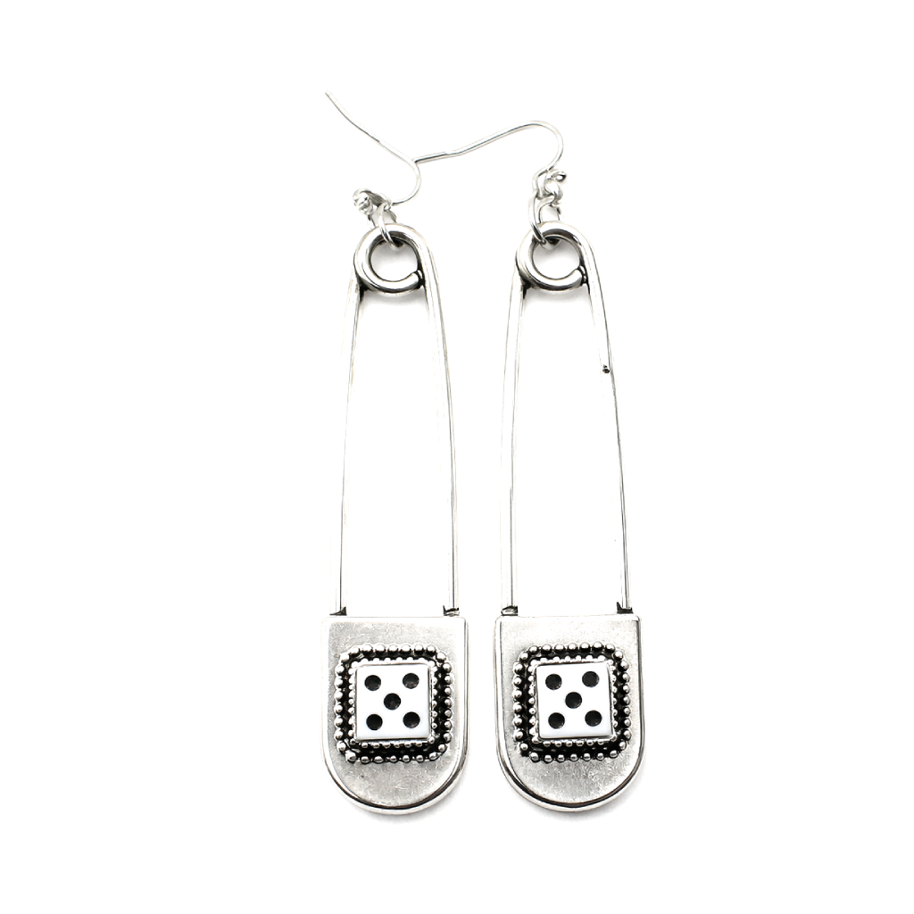 Western Dice Pin Drop Dangle Earring