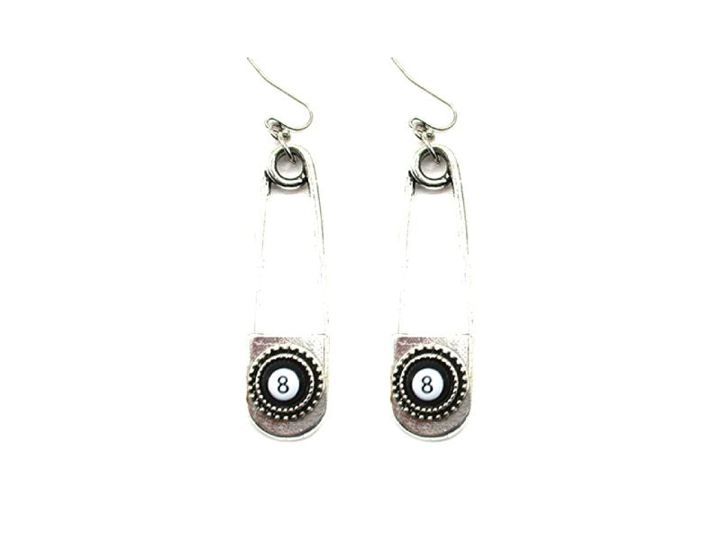 Western 8 Ball Pin Drop Dangle Earring