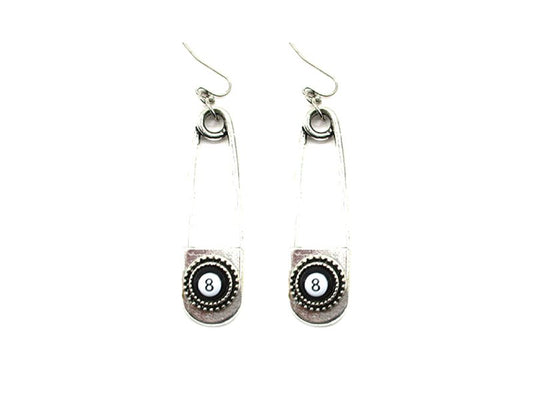 Western 8 Ball Pin Drop Dangle Earring