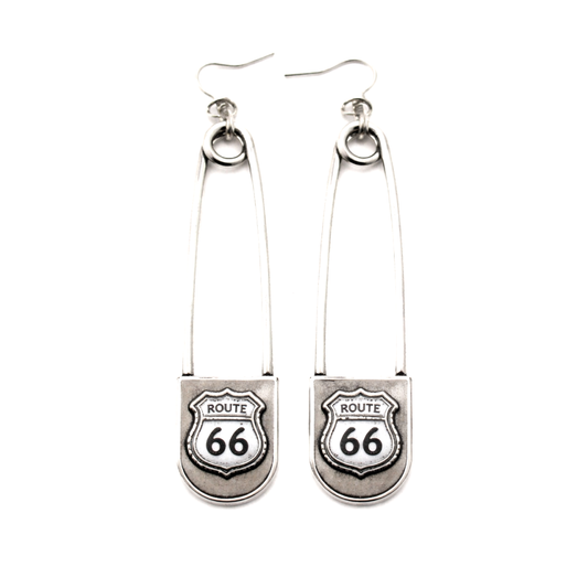 Western Route 66 Pin Drop Dangle Earring