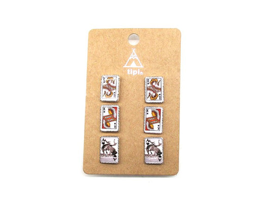 Western Poker Card 3 Pair Earring Set