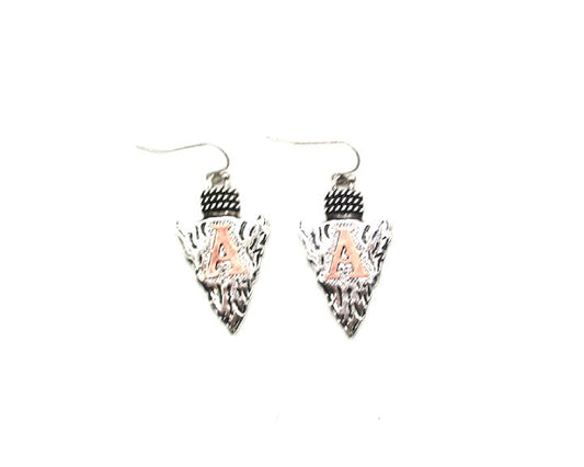 Western Two Tone Arrow Head Initial Dangle Earring