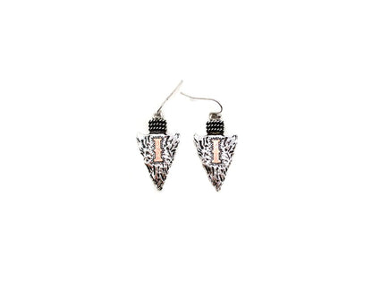 Western Two Tone Arrow Head Initial Dangle Earring