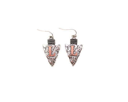 Western Two Tone Arrow Head Initial Dangle Earring