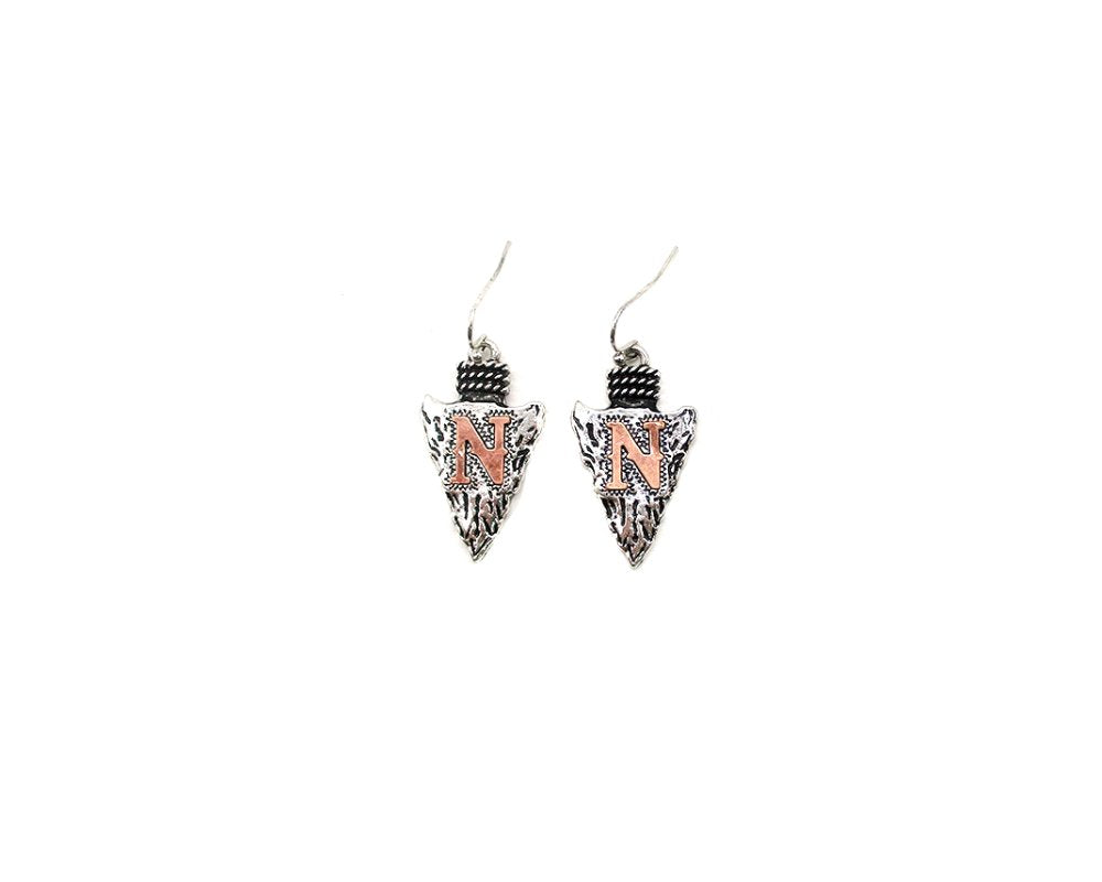 Western Two Tone Arrow Head Initial Dangle Earring