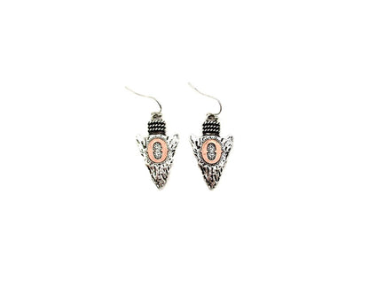 Western Two Tone Arrow Head Initial Dangle Earring