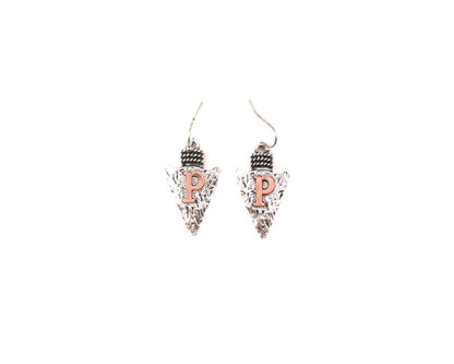 Western Two Tone Arrow Head Initial Dangle Earring