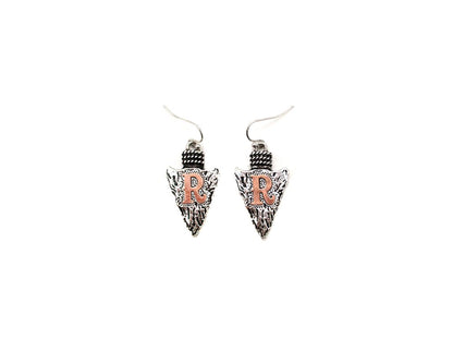 Western Two Tone Arrow Head Initial Dangle Earring