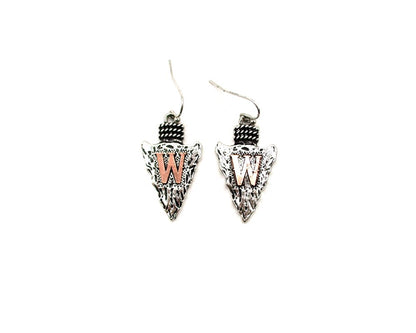 Western Two Tone Arrow Head Initial Dangle Earring