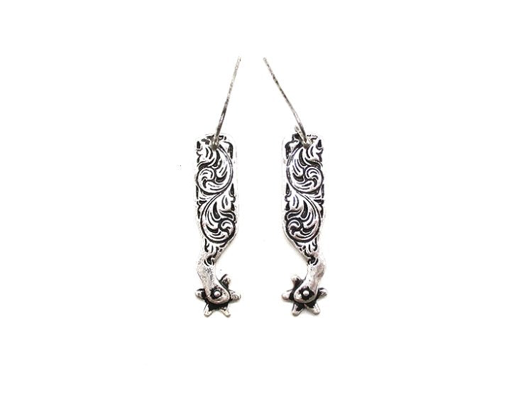 Western Engraved Spur Dangle Earring