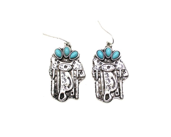 Western Turquoise Saddle Dangle Earring