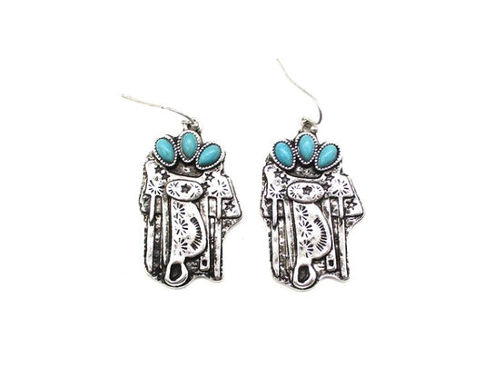 Western Turquoise Saddle Dangle Earring