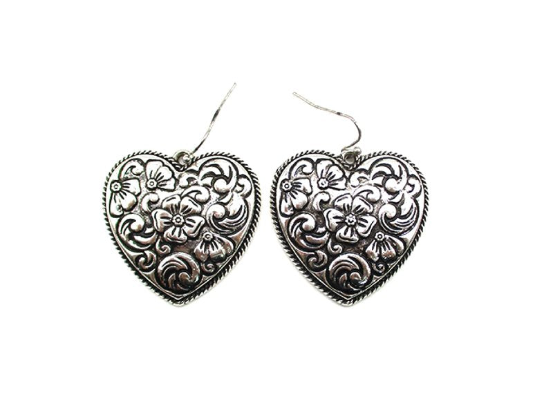 Western Heart Engraved Earrings