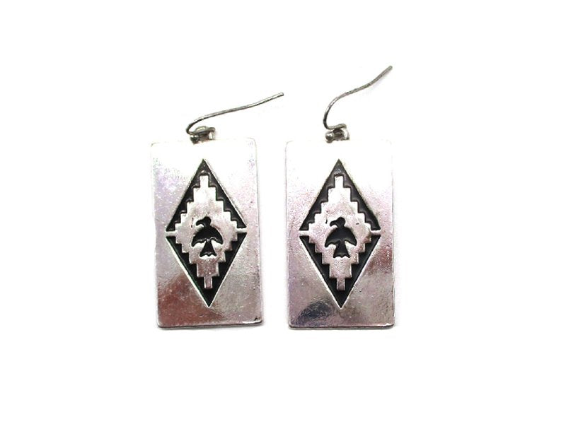 Western Thunderbird Rectangle Concho Earrings