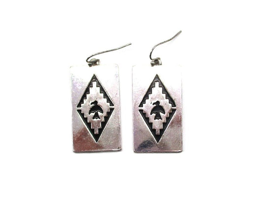 Western Thunderbird Rectangle Concho Earrings