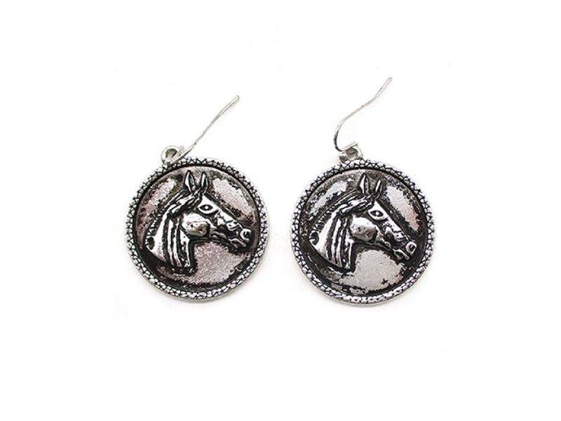 Western Horse Head Round Earrings