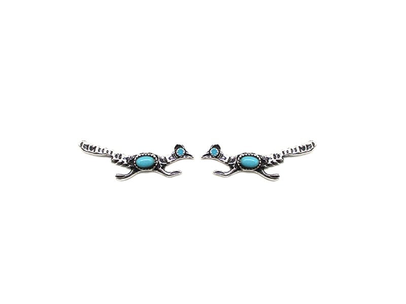 Western Road Runner Turquoise Earrings