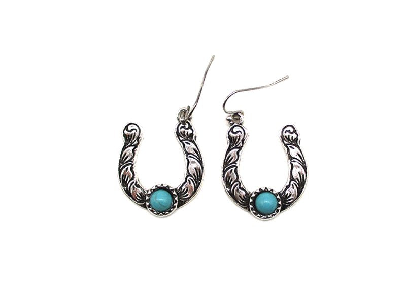 Western Horseshoe Turquoise Earrings