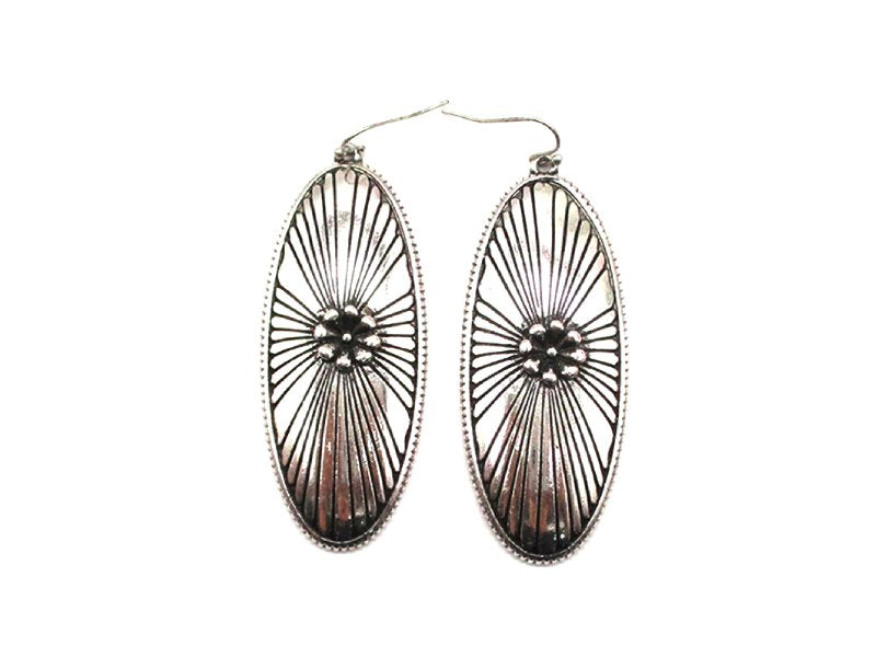 Western Long Oval Concho Earrings