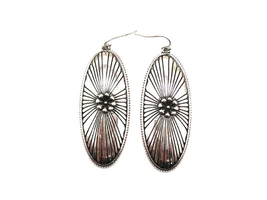 Western Long Oval Concho Earrings